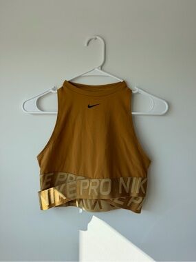 Nike Brown-Gold Cropped Athletic Tank
